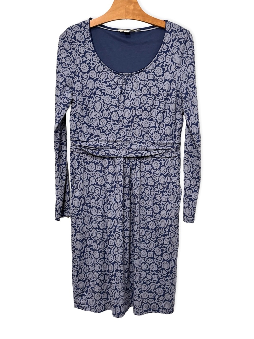 Boden Mabel Scoop Neck Floral Jersey Dress Size 10 Blue